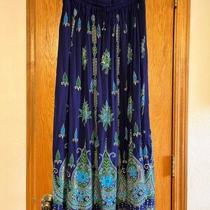 Flowy semi sheer long peacock skirt